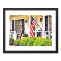American Porch Black Framed Canvas