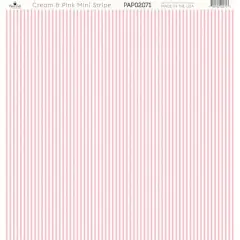 Paper Caf&eacute; Cream & Pink Mini Stripe 12" x 12" Cardstock, 15 Sheets