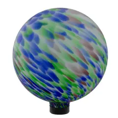 10" Blue and Green Brush Strokes Glass Garden Gazing Ball