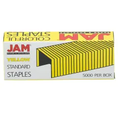 JAM Paper Standard Size Staples, 5,000ct. Yellow