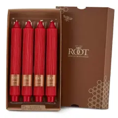 Root Candles 9" Unscented Grecian Collenette Taper Candles, 4ct. Red