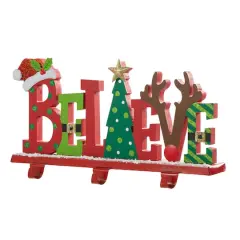 Glitzhome&reg; 14.5'' BELIEVE Metal Christmas Stocking Holder