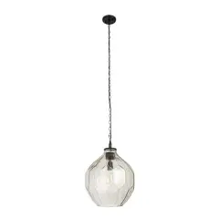 Hello Honey&reg; Matte Black Oversized Geometric Glass Ceiling Light