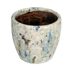 Hello Honey&reg; 5.25" Blue Crackle Glaze Terra Cotta Planter