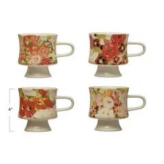 Hello Honey&reg; 12oz. Stoneware Footed Mug Set with Floral Image