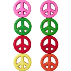 Multicolor Dyed Reconstituted Stone Peace Sign Beads, 15mm by Bead Landing&trade;