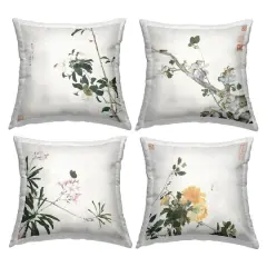Stupell Industries Traditional Eastern Flowers Outdoor Printed Pillow Set