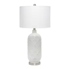 Lalia Home 30" Argyle Classic White Table Lamp with Fabric Shade