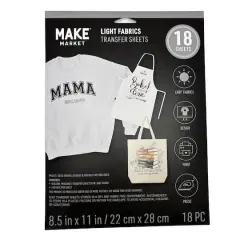 8.5" x 11" Light Fabric Transfer Sheets, 18ct. by Make Market&reg;