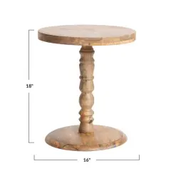 Hello Honey&reg; 18" Natural Hand Carved Sculptural Wood Side Table