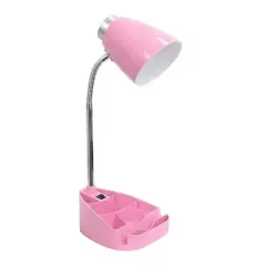 LimeLights 18.5" Gooseneck Organizer Desk Lamp with Tablet Stand Pink