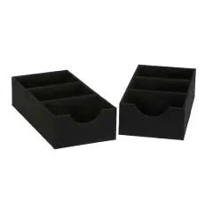 Household Essentials 3-Compartment Drawer Organizers, 2ct. Black