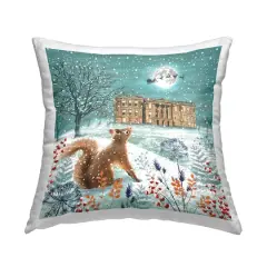 Stupell Industries Squirrel Watching Santa Overhead Throw Pillow