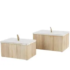 Cream Ribbed Storage Decorative Box Set with White Lids