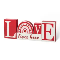 Glitzhome&reg; 11.75" Valentine's Wooden LOVE Table D&eacute;cor