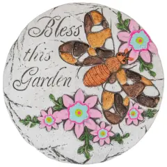 10" Bless this Garden Outdoor Floral Garden Stone
