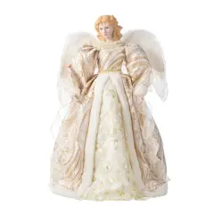 Glitzhome&reg; 24"H Faux Fur & PVC Christmas Elegant Angel Tree Topper with Porcelain Face