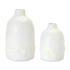 White Ceramic Farm Animal Vase Set