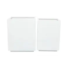 White Modern Planter, Set of 2" 17", 14"