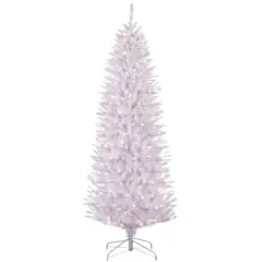 7.5ft. Pre-Lit White Fraser Fir Pencil Artificial Christmas Tree, Clear Lights