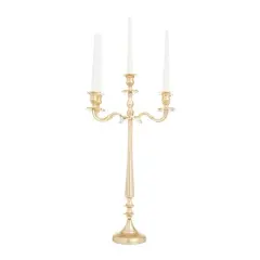 Gold Aluminum Traditional Candelabra, 24" x 13" x 13"