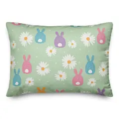 Pastel Bunny & Daisy Easter Throw Pillow
