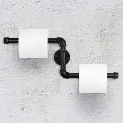 Black Iron Industrial Rustic Pipe Toilet Paper Holder