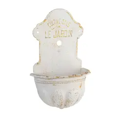 Hello Honey&reg; 28.5" White Distressed Finish Metal Wall-Mounted Planter