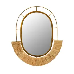 Hello Honey&reg; Natural Oval Metal & Cane Framed Wall Mirror