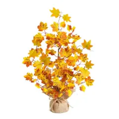 18in. Pre-Lit Autumn Maple Artificial Fall Tree with 30 LED String Lights in Burlap Wrapped Base