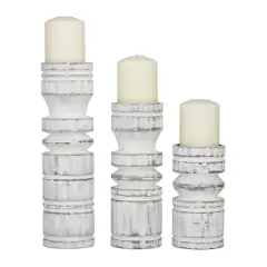 White Coastal Candle Holder Set