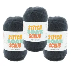 3 Pack Lion Brand&reg; Stitch Soak Scrub Yarn Graphite