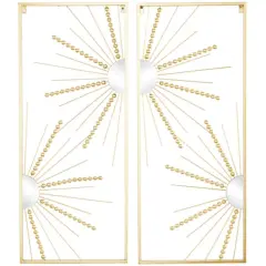 CosmoLiving by Cosmopolitan Gold Metal Half Moon Mirror Geometric Wall Decor with Gold Frame Set of 2 15", 36"