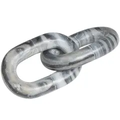 9" Gray Marble Geometric 2 Link Chain Sculpture D&eacute;cor