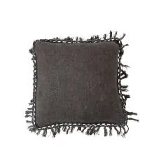Hello Honey&reg; Black Cotton Slub Pillow with Crochet Fringe