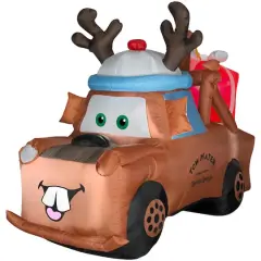 6ft. Airblown&reg; Inflatable Disney Tow Mater with Reindeer Hat & Present