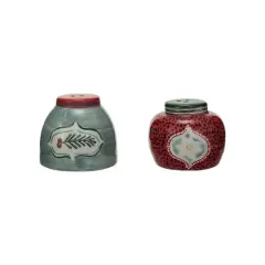 Hello Honey&reg; Holly & Ornament Hand-Painted Stoneware Salt & Pepper Shaker Set