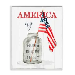 Stupell Industries America My Home Sweet Home Patriotic Country Flag Framed Giclee Art White
