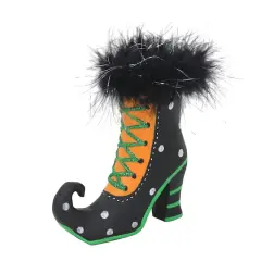 6.75" Polka Dots & Fluff Witch Boot Tabletop D&eacute;cor by Ashland&reg;