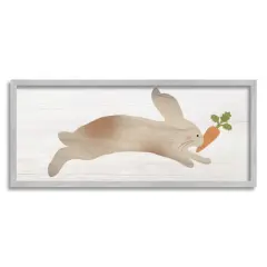 Stupell Industries Rabbit & Carrot Grain Pattern Framed Giclee Art Gray