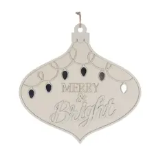 15.5" Unfinished Merry & Bright Plaque DIY Wood D&eacute;cor by Make Market&reg;