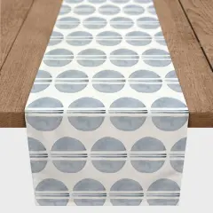 90" Watercolor Circle Pattern Cotton Twill Runner