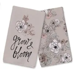 Grow and Bloom Tea Towel Set Gray