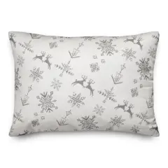 Neutral Christmas Deer Pattern Throw Pillow