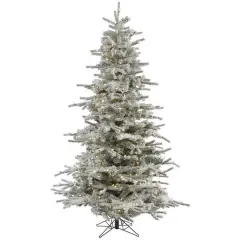 7.5ft. Pre-Lit Flocked Sierra Fir Artificial Christmas Tree, Pure White Dura-Lit&reg; LED Lights