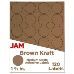 JAM Paper Circle Label Stickers Brown Kraft