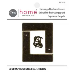 Dritz&reg; Small Antique Brass Home Smooth Campaign Hardware Corners, 3 Pack