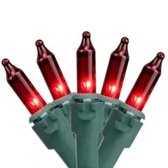 100ct. Mini Christmas String Lights with Green Wire Red