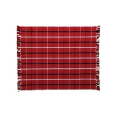 Hello Honey&reg; Red, White & Black Plaid Brushed Flannel Throw with Fringe