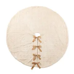 Glitzhome&reg; 60"D Reversible Twisted Faux Marten Fur Christmas Tree Skirt